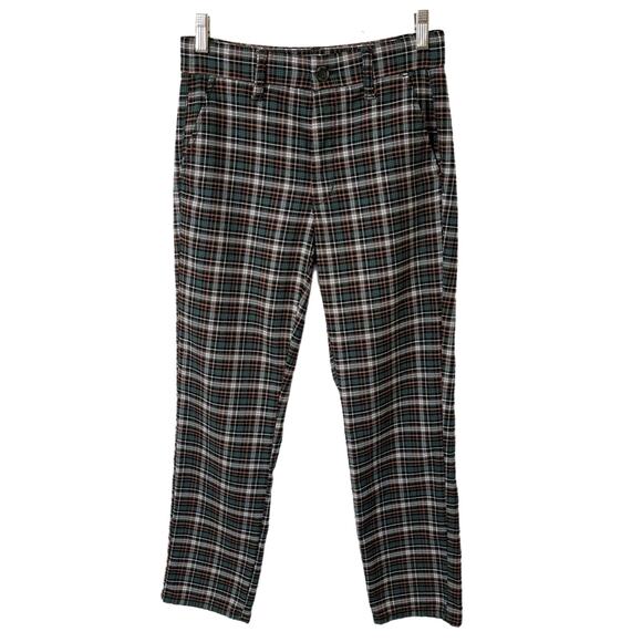 American Eagle Women's Super Hi-Rise Skinny Trouser Pants 2 Tartan Plaid Green - Picture 1 of 12